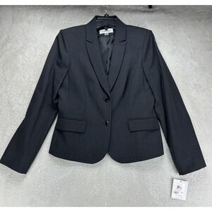 Calvin Klein Charcoal Blazer Women's 10 Two Button‎ Jacket Office NEW